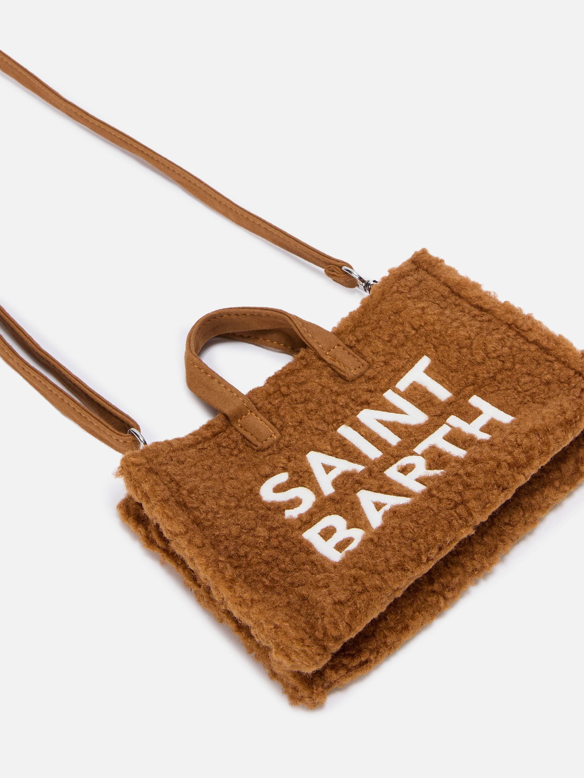 Mini borsa porta telefono Phone Bag Teddy in sherpa marrone