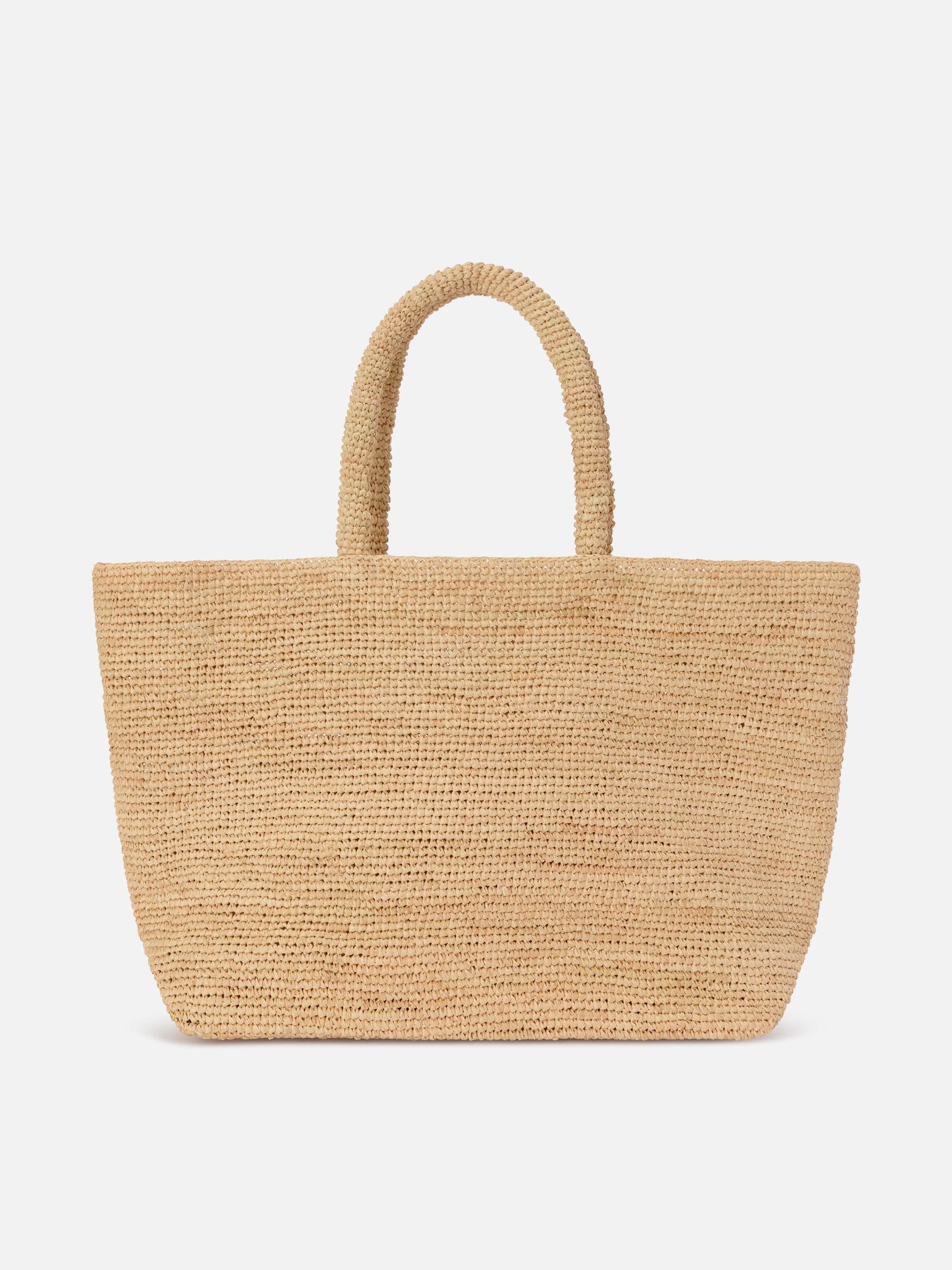 Borsa Beach in raffia con logo ricamato