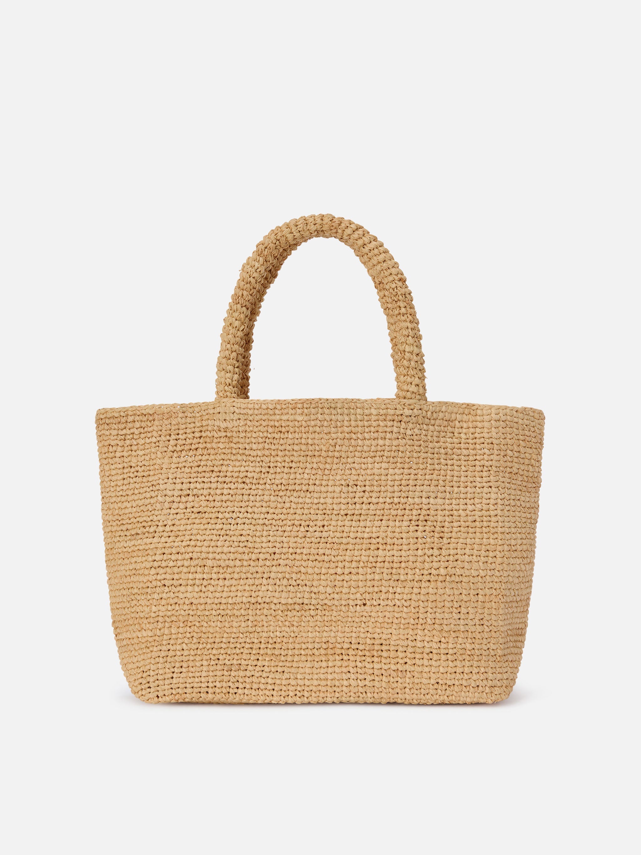 Borsa Beach medium in raffia con ricamo Capri