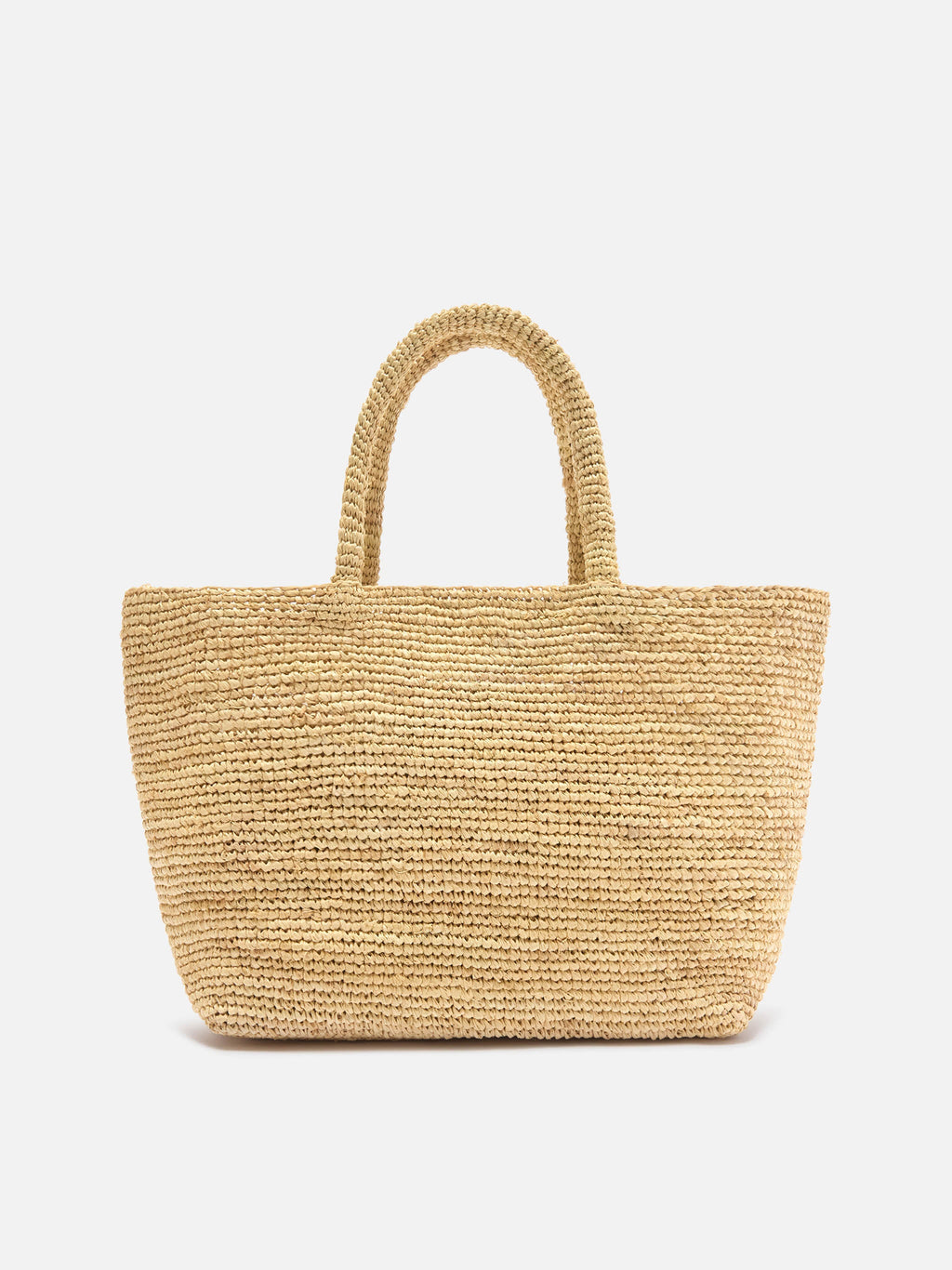 Borsa Beach medium in raffia con logo ricamato a contrasto