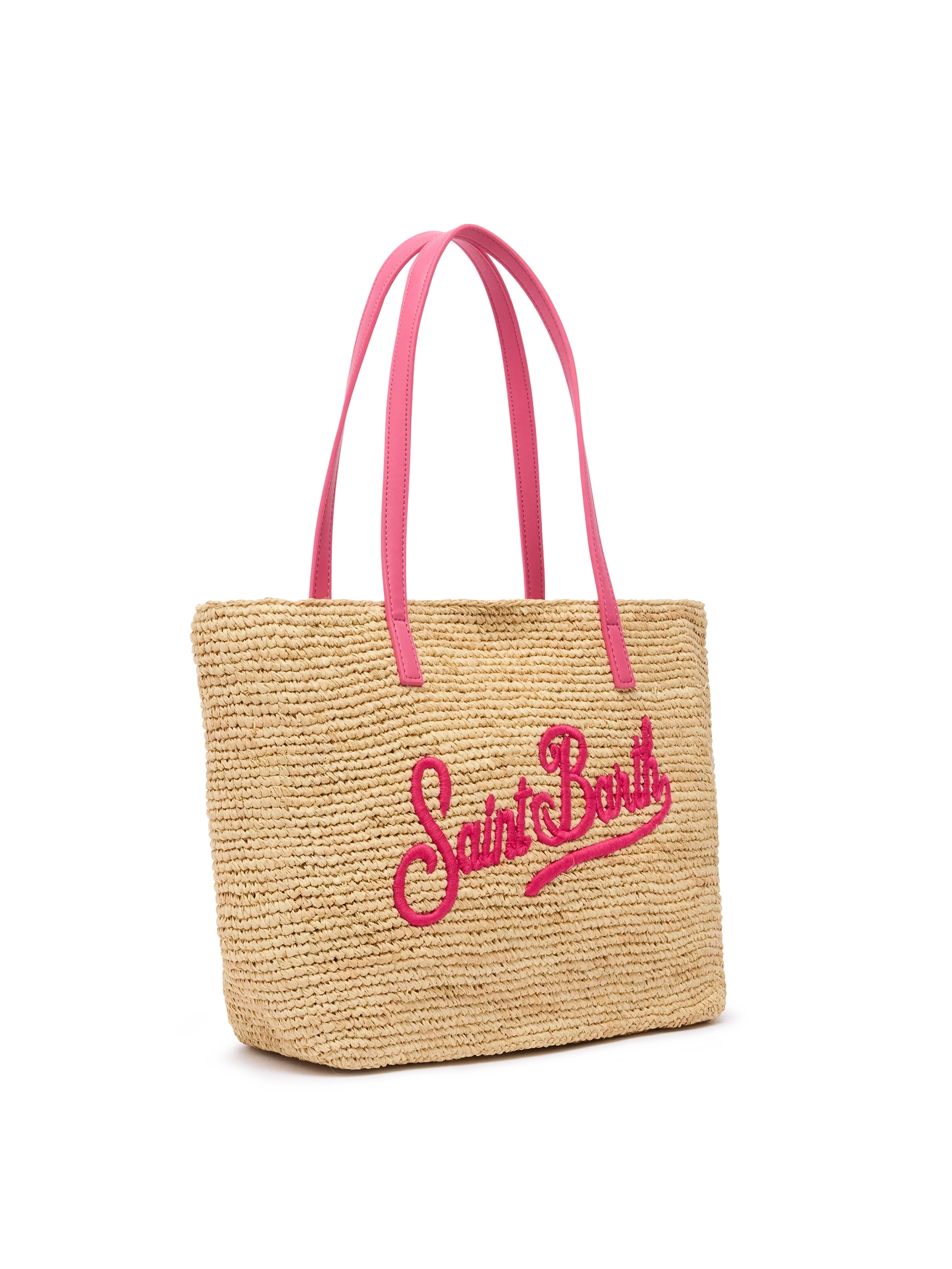 Beige Raffia City Mid bag with Saint Barth embroidered logo - MC2 Saint Barth