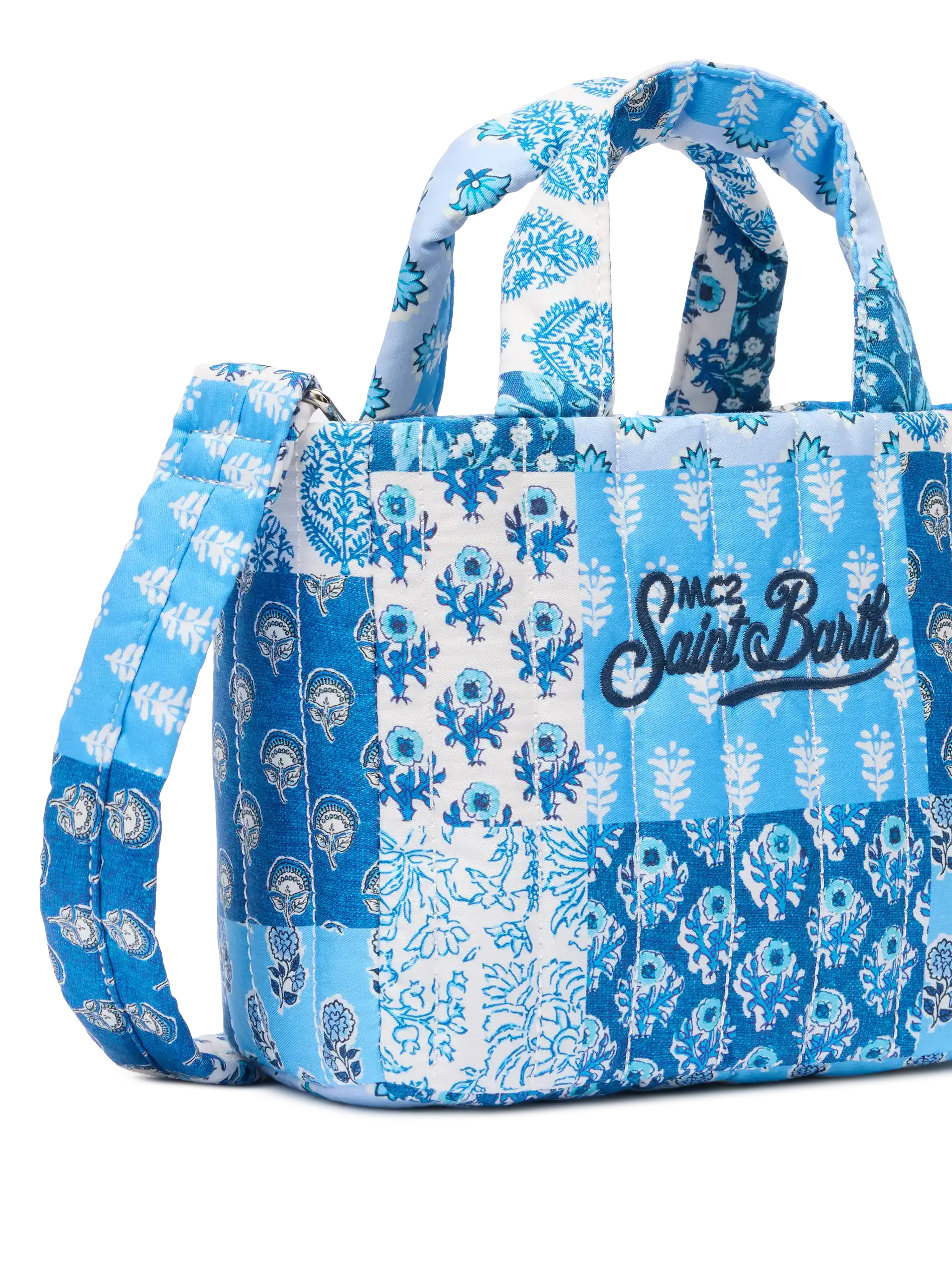 Blue flower quilted Soft Tote Mini bag - MC2 Saint Barth