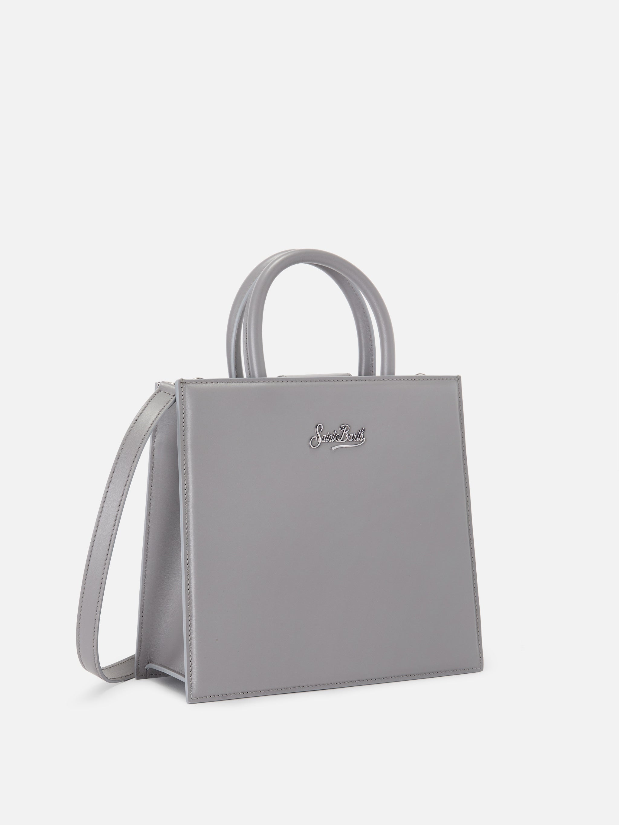 Borsa Shop Bag Midi pelle grigia