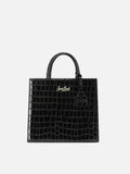 Borsa Shop Bag Midi stampa coccodrillo nera