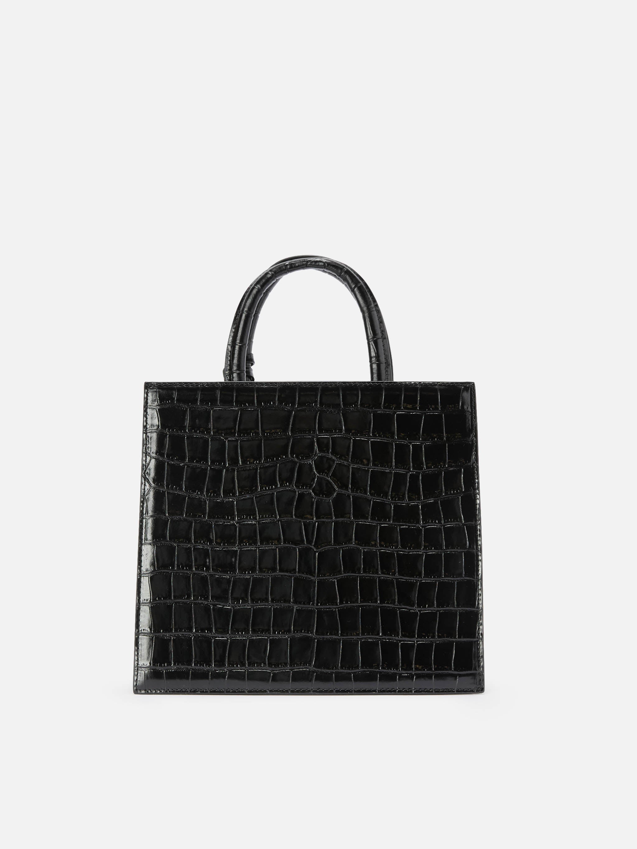Borsa Shop Bag Midi stampa coccodrillo nera