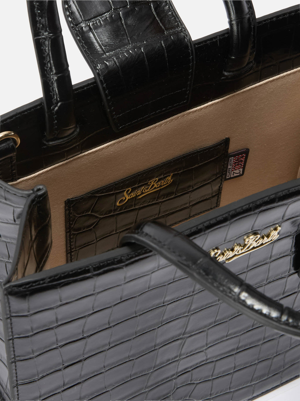 Borsa Shop Bag Midi stampa coccodrillo nera