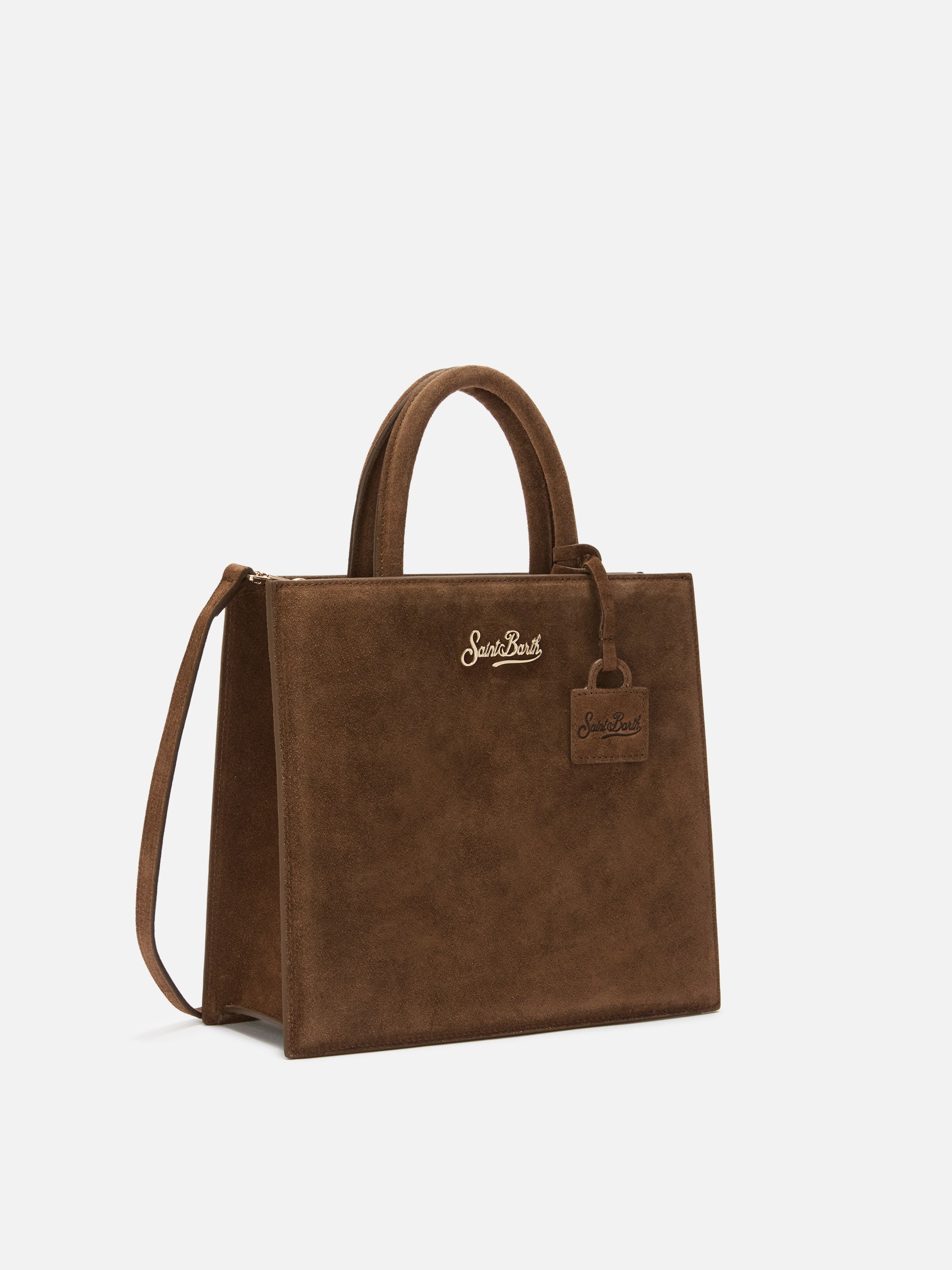 Borsa a mano Shop Bag Midi in pelle scamosciata marrone