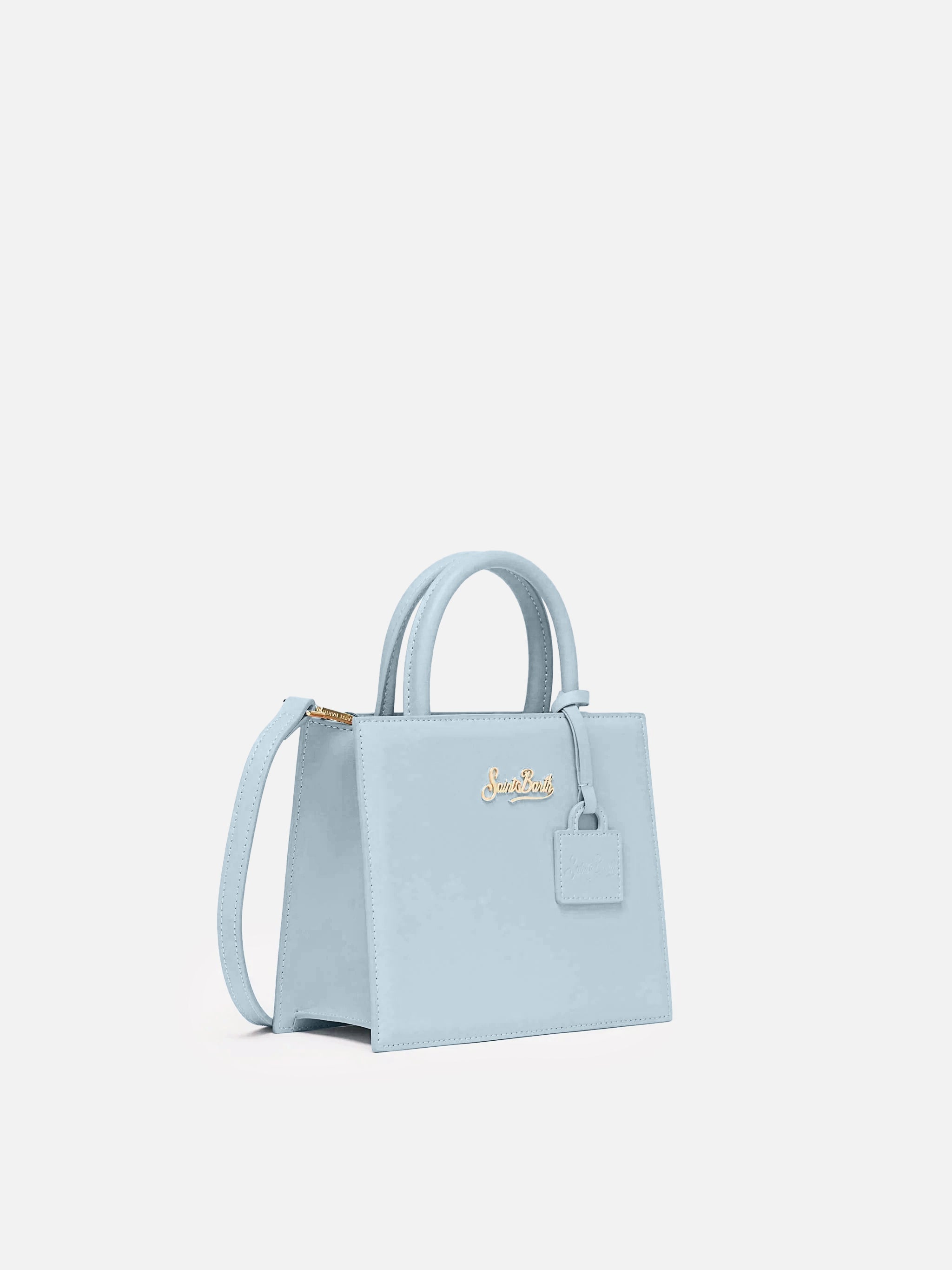 Shop Bag Mini in pelle azzurra