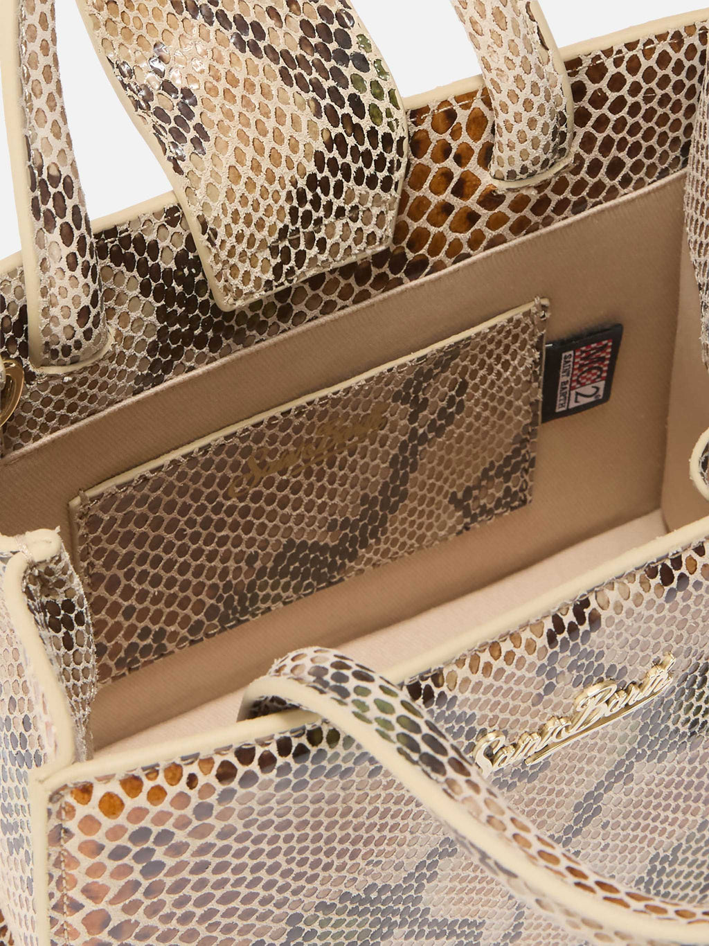 Borsa Shop Bag Mini stampa pitone beige