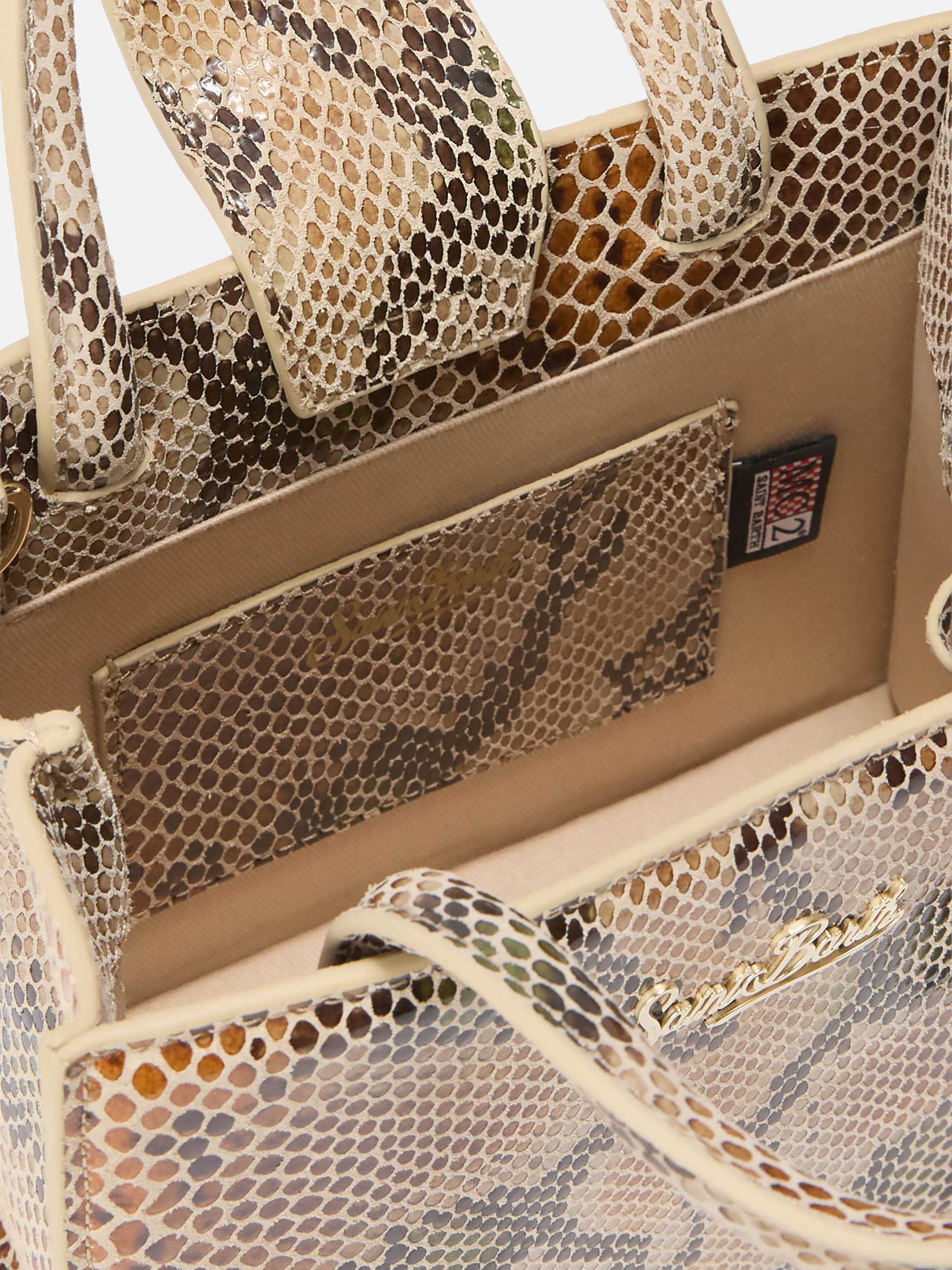 Borsa Shop Bag Mini stampa pitone beige