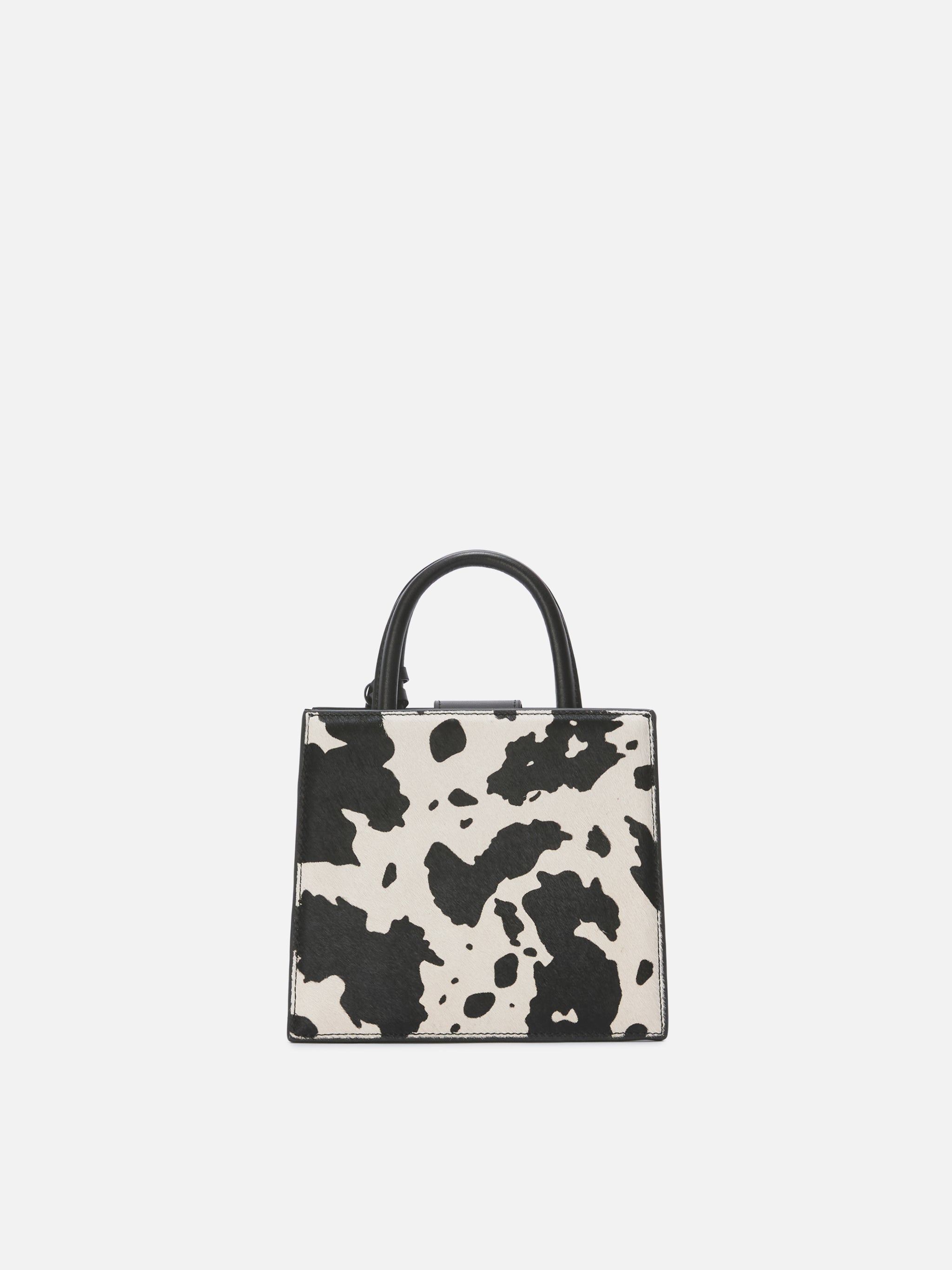 Borsa Shop Mini strutturata in cavallino con fantasia muccata