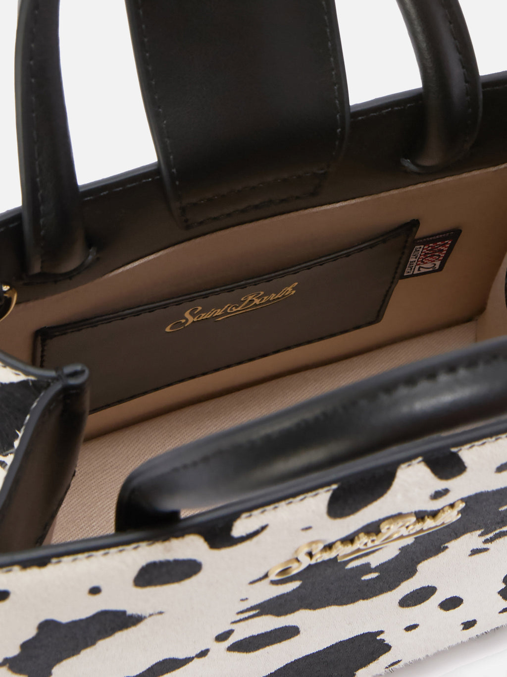 Borsa Shop Mini strutturata in cavallino con fantasia muccata