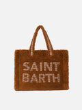 Brown teddy Soft Bag with Saint Barth checkered logo - MC2 Saint Barth