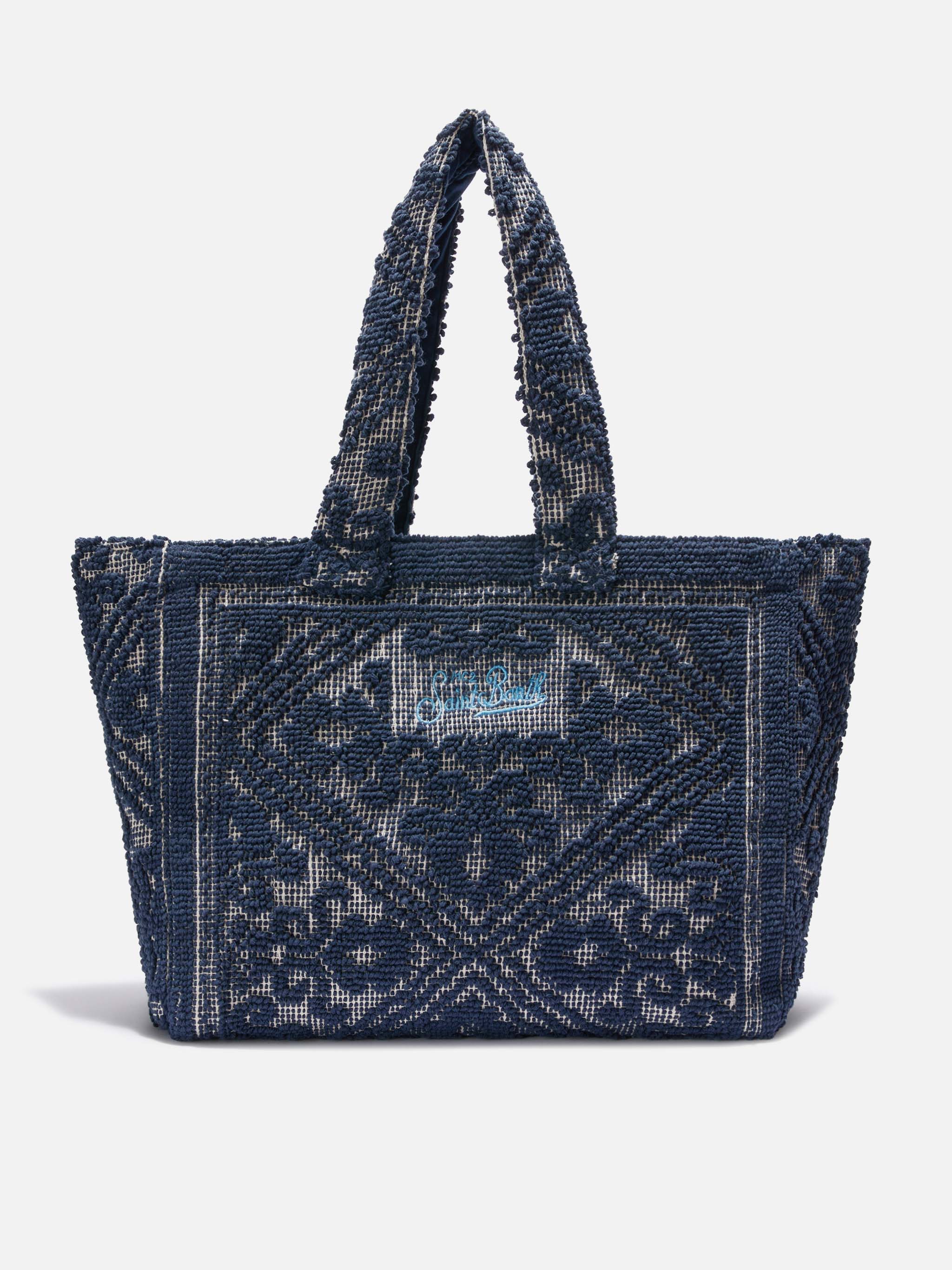 Tufting Cotton Tote Bag blu navy
