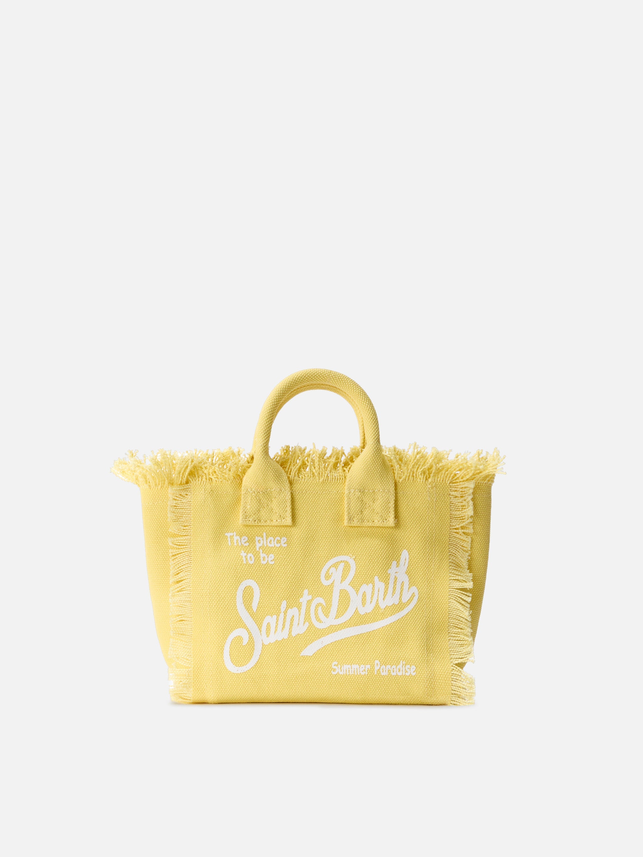 Borsa Vanity mini in canvas giallo chiaro tinta unita