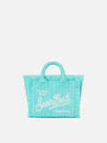 Borsa Vanity mini in tessuto effetto spugna con righe in rilievo