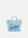 Borsa Mini Vanity in 100% LINO con stampa a righe