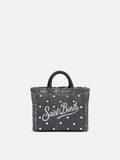 Black Mini Vanity Straw bag with rhinestone embellishment - MC2 Saint Barth