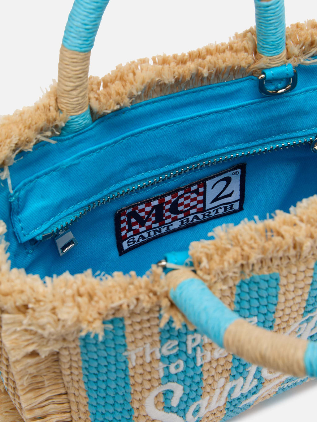 Mini Vanity Straw effect bag with striped print - MC2 Saint Barth