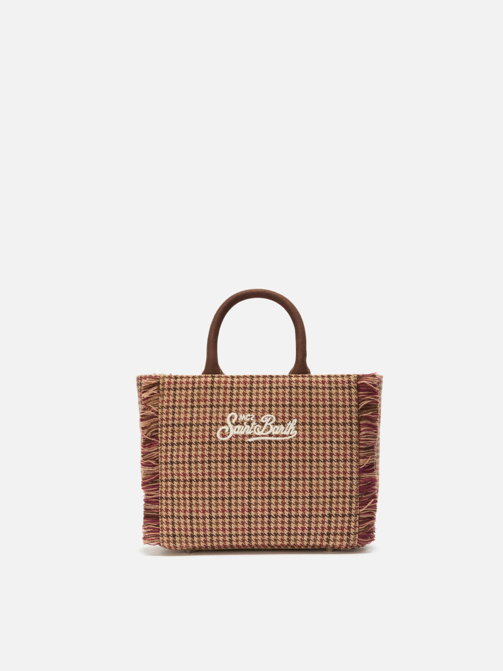 Borsa Vanity Mini Wool pied de poule bordeaux