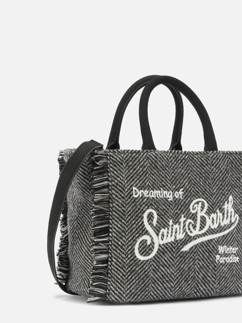 Borsa Vanity Mini Wool spigata nero e grigio