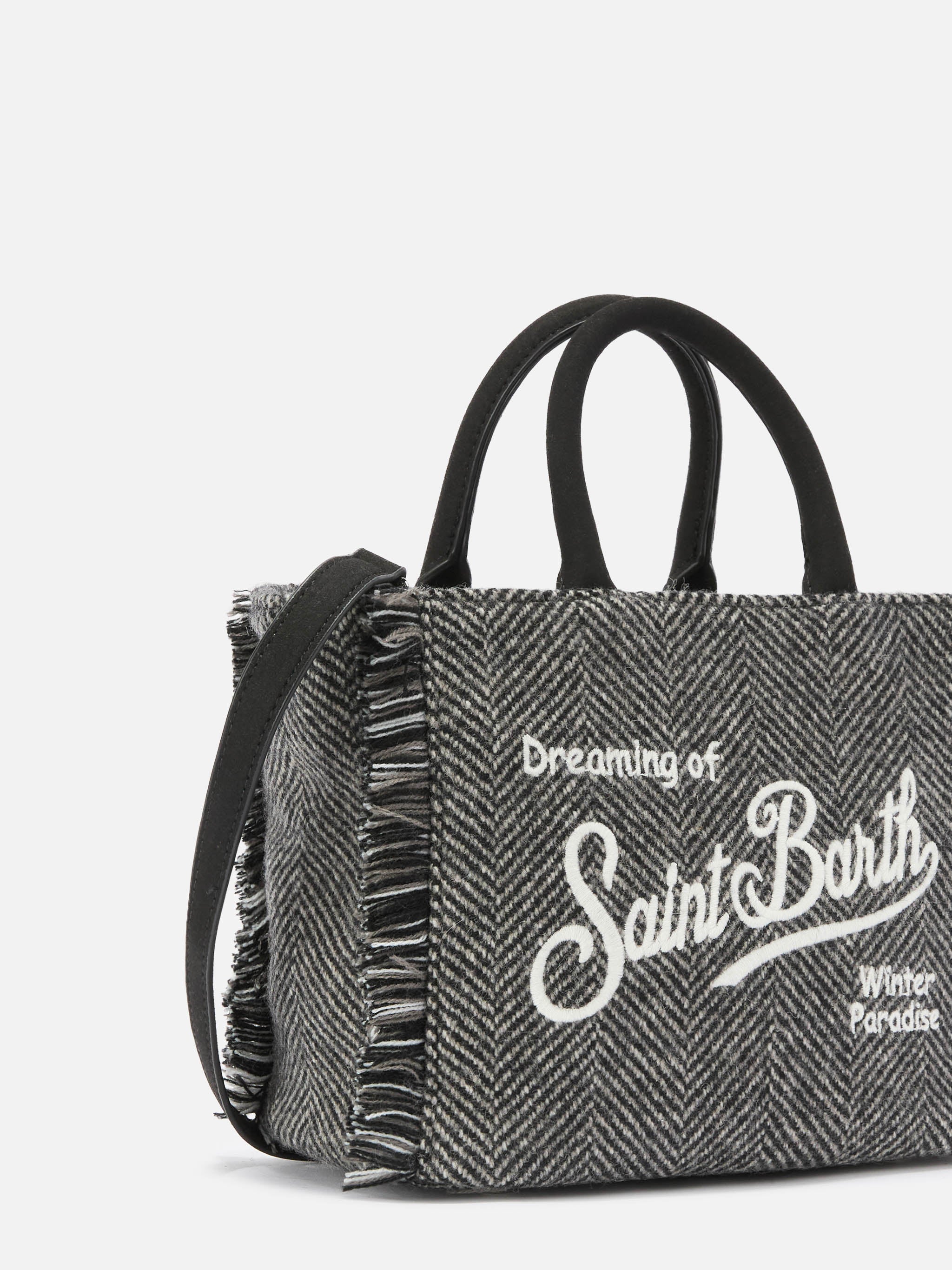 Borsa Vanity Mini Wool spigata nero e grigio