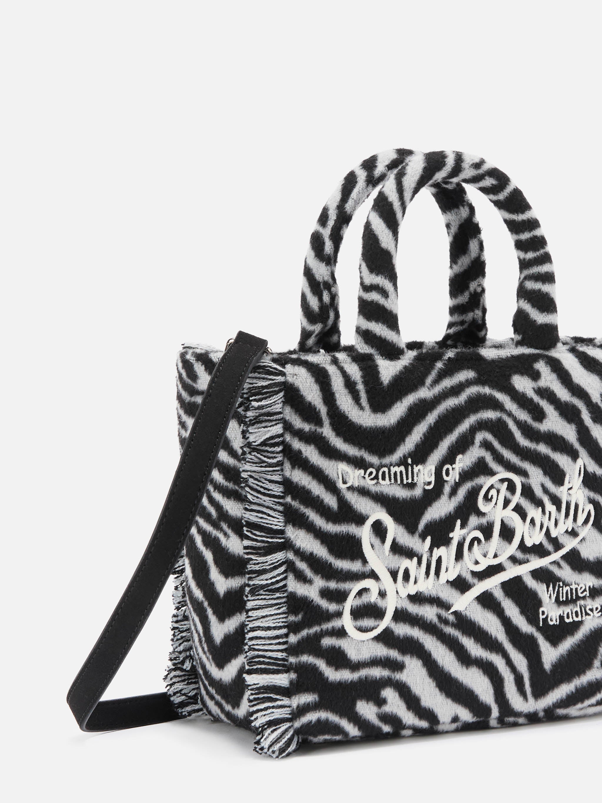 Borsa Vanity Mini Felt stampa zebra