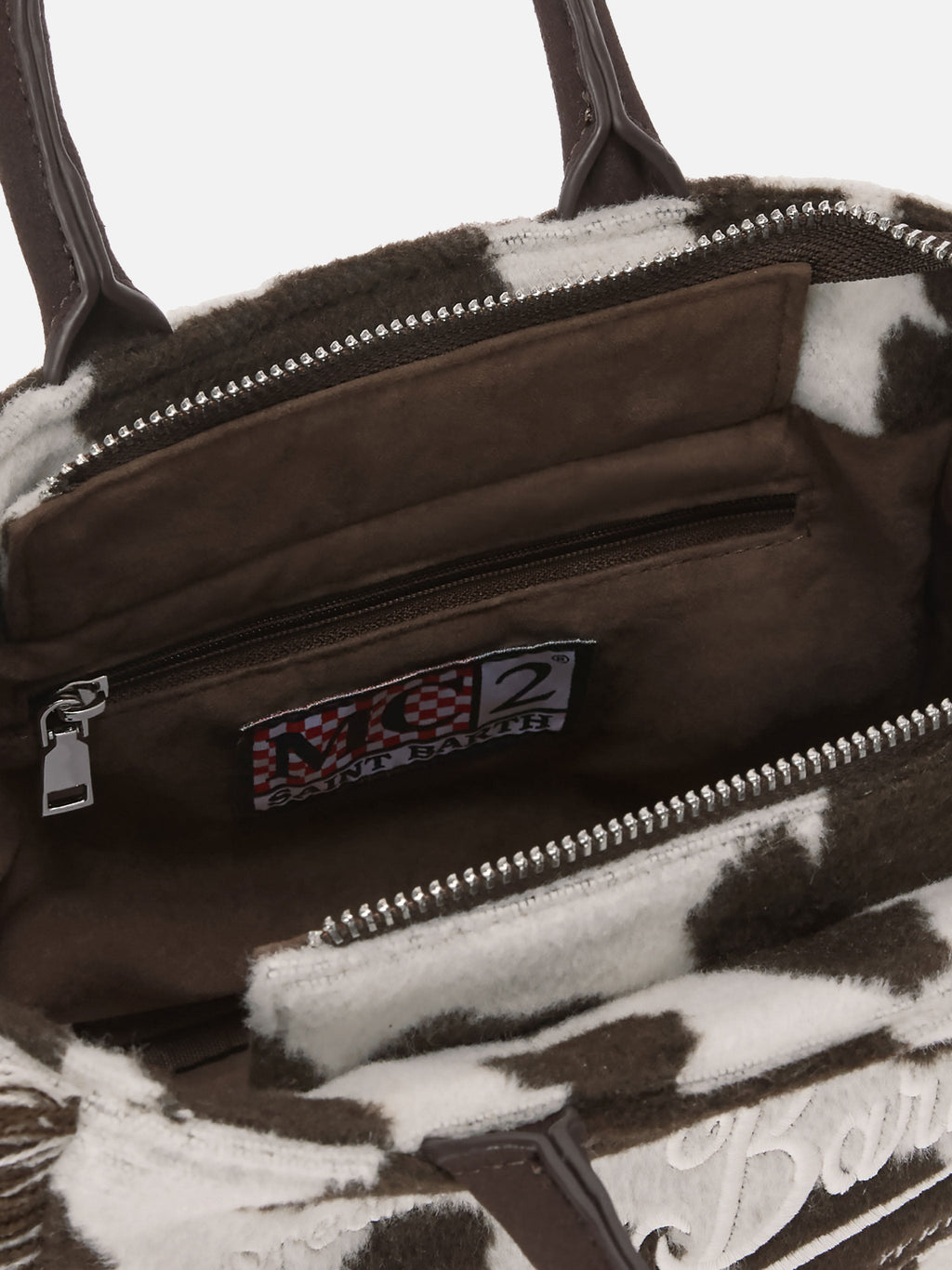 Borsa Vanity Mini Felt stampa cow