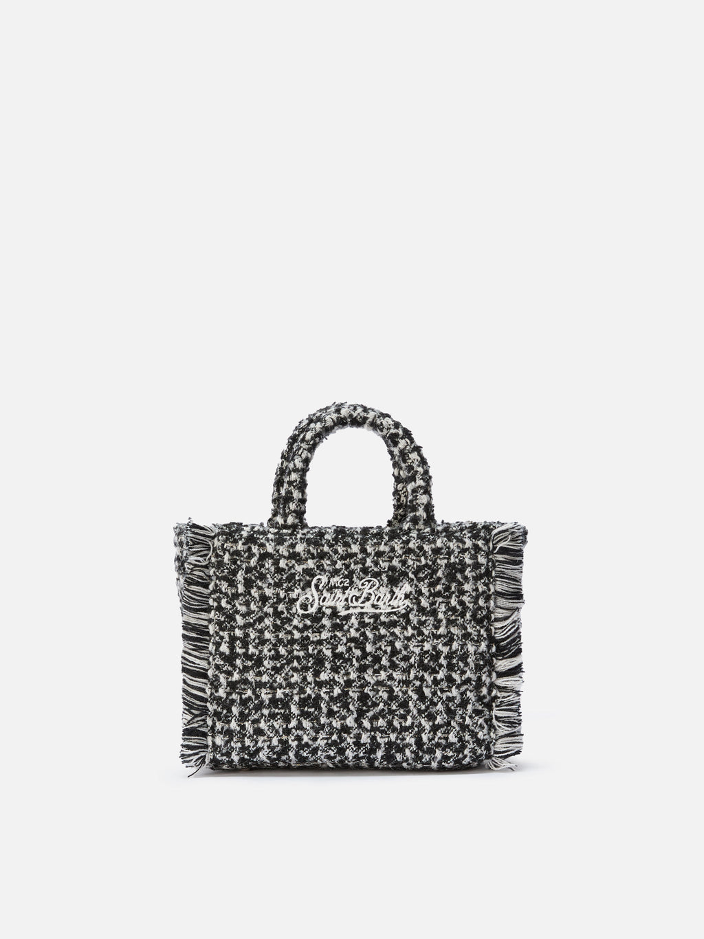 Borsa Vanity Mini Tweed bianco e nero