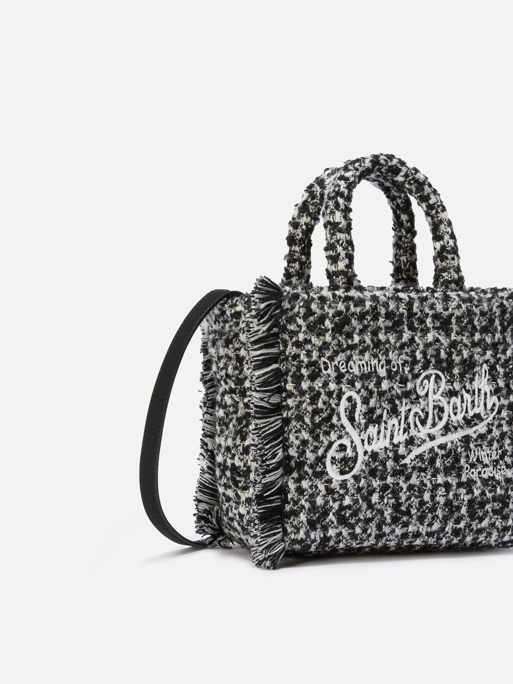 Borsa Vanity Mini Tweed bianco e nero
