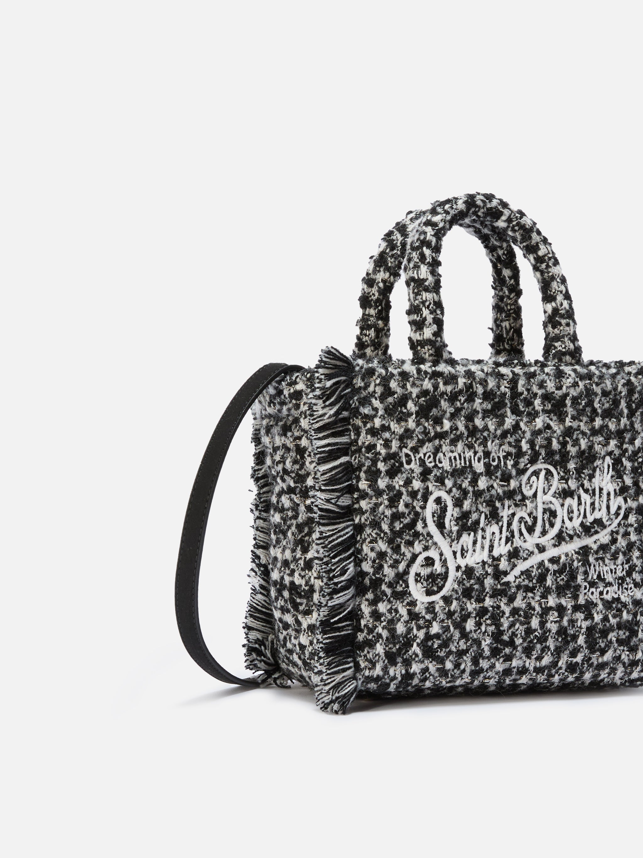 Borsa Vanity Mini Tweed bianco e nero
