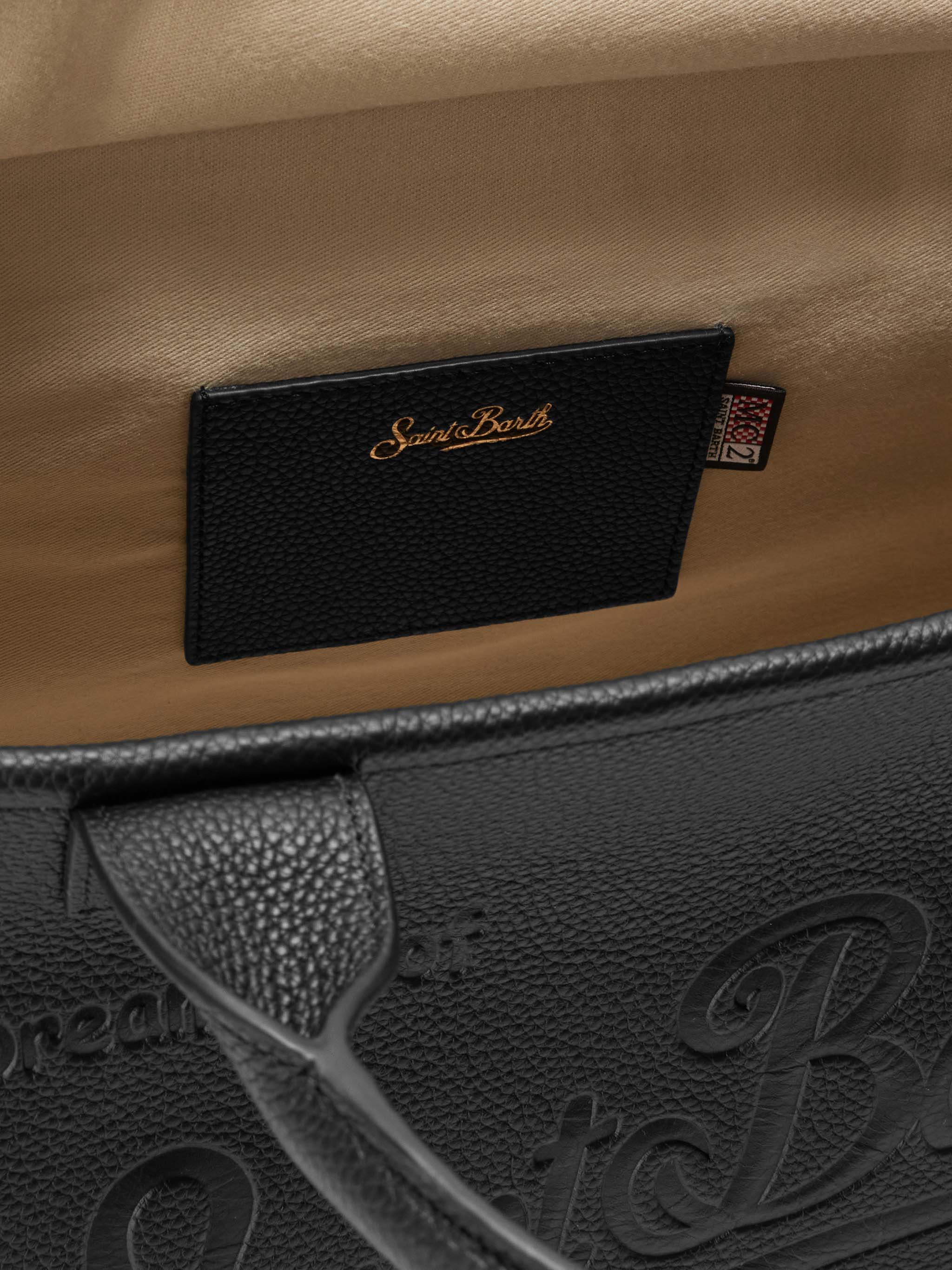 Borsa a spalla Vanity Bag Large in pelle martellata nero