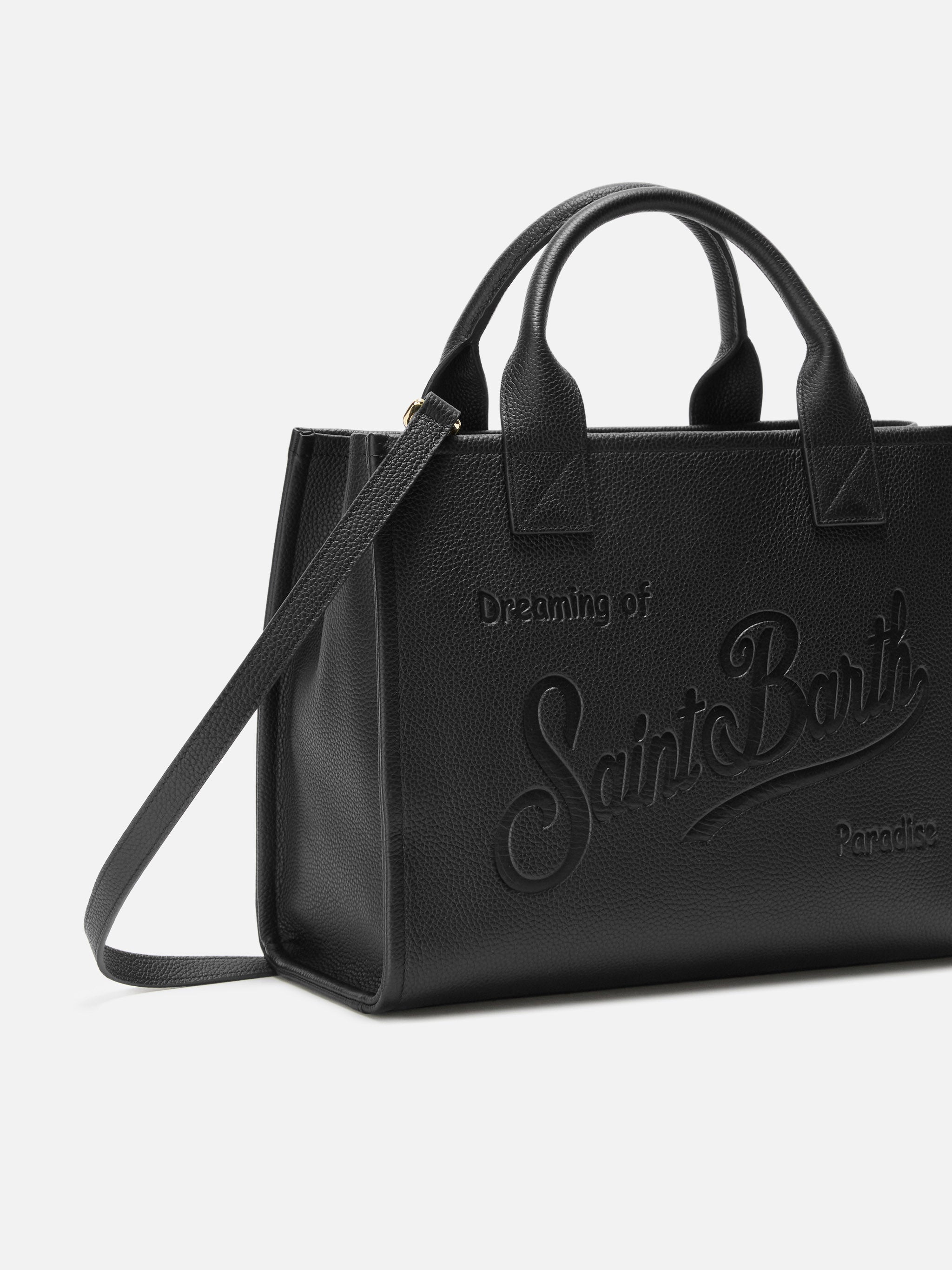 Borsa a spalla Vanity Bag Large in pelle martellata nero