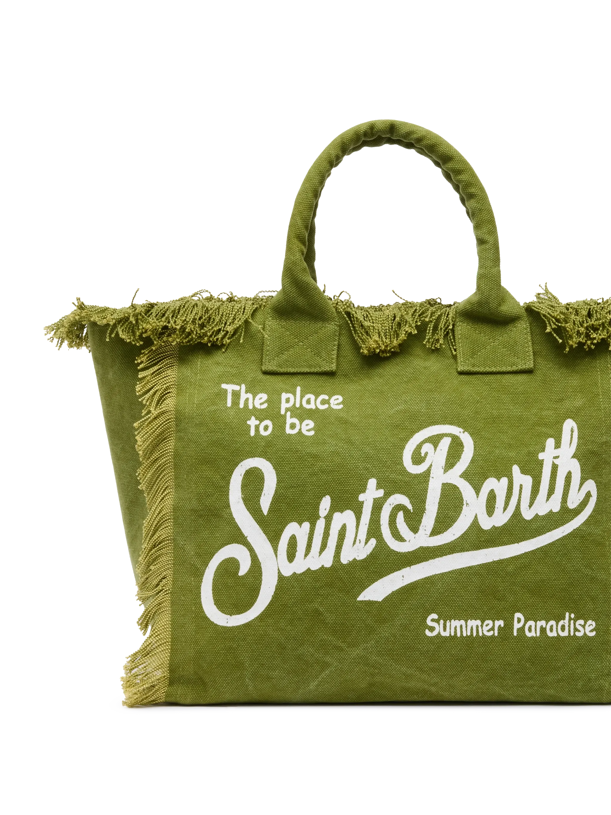 Military green cotton canvas Vanity tote bag - MC2 Saint Barth