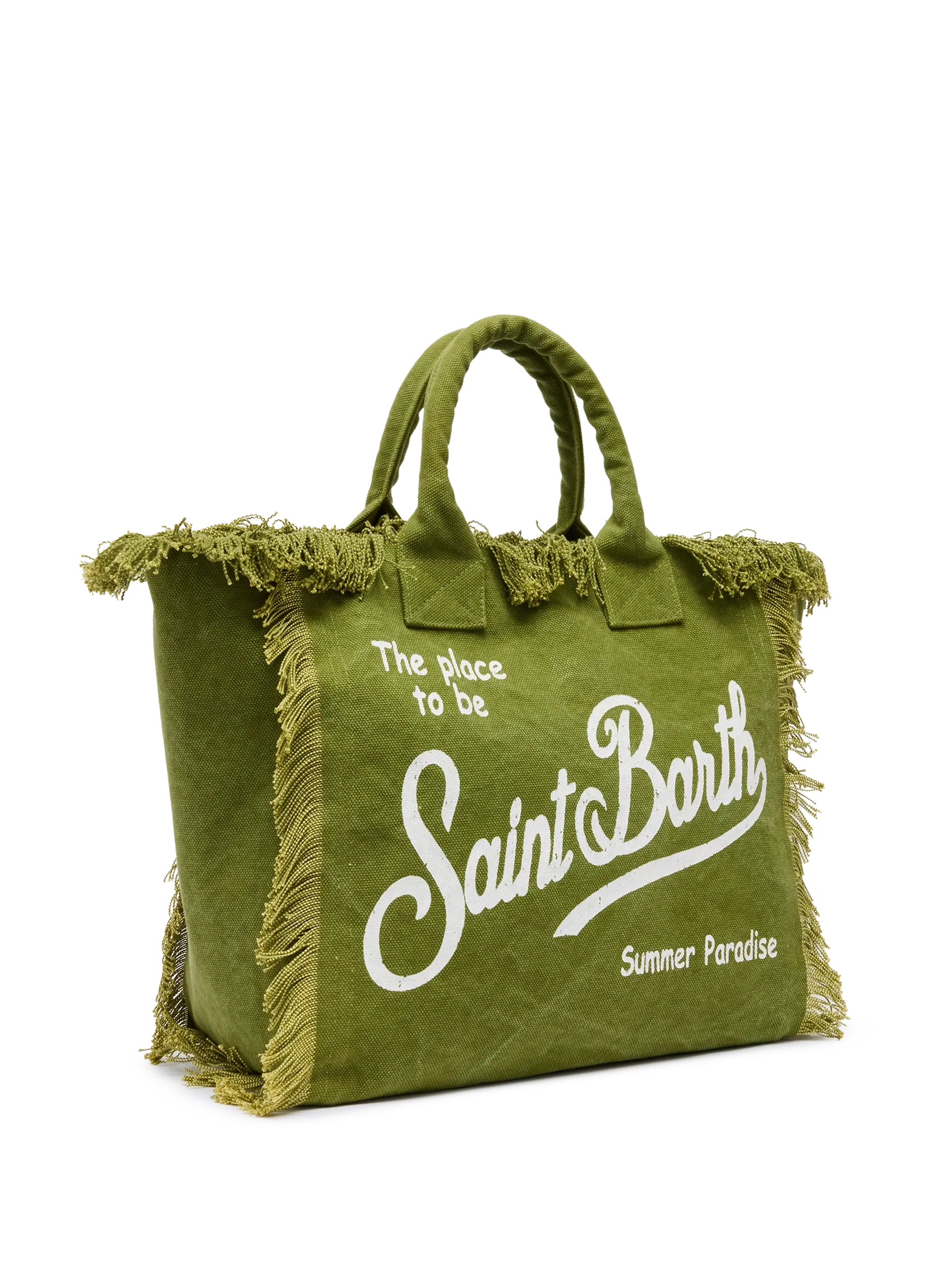 Military green cotton canvas Vanity tote bag - MC2 Saint Barth
