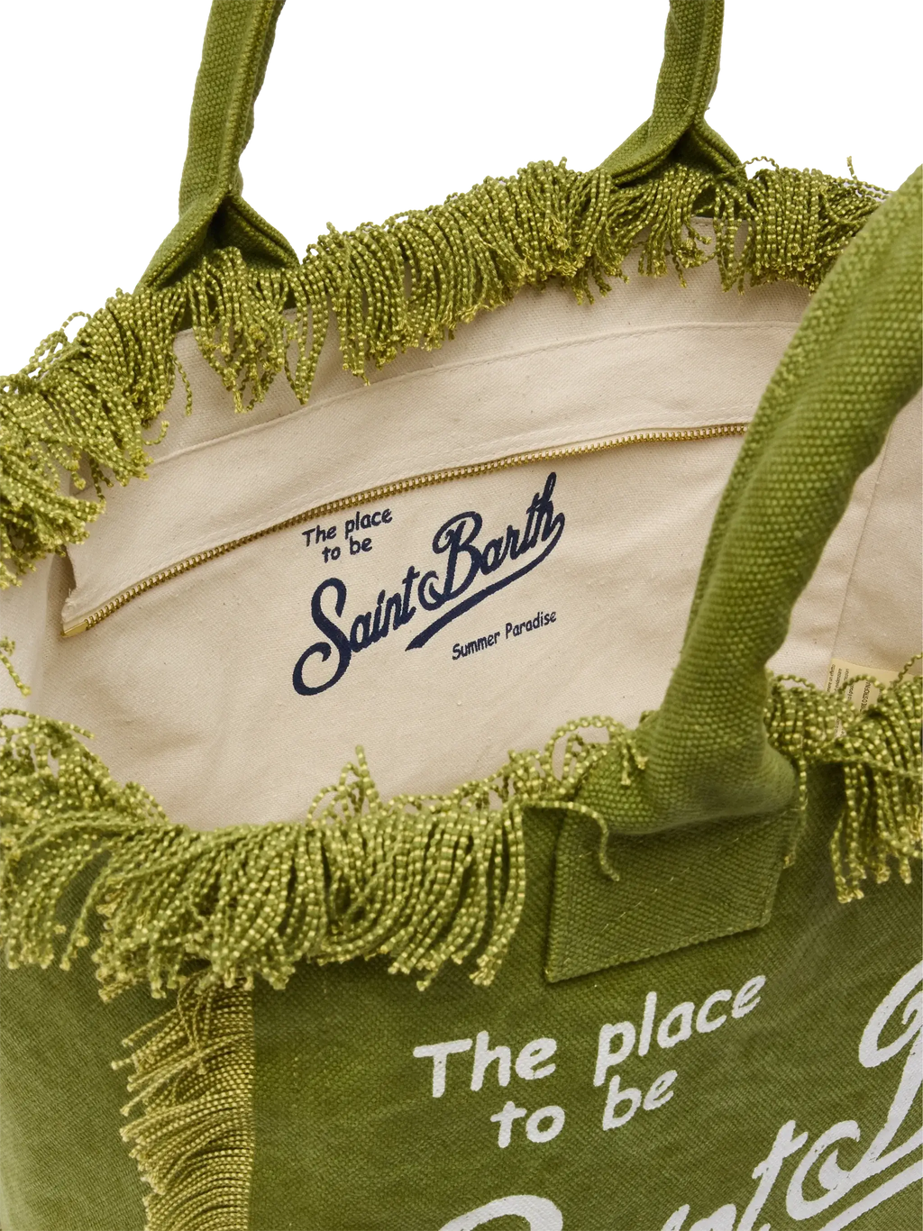 Military green cotton canvas Vanity tote bag - MC2 Saint Barth