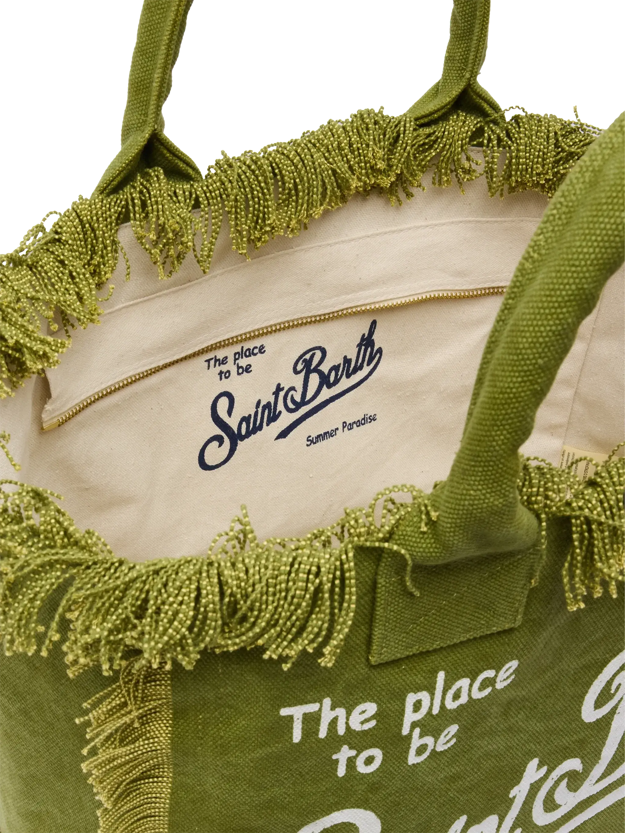 Military green cotton canvas Vanity tote bag - MC2 Saint Barth
