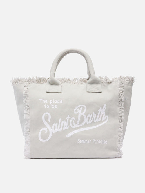 Borsa a spalla Vanity in canvas di cotone grigio