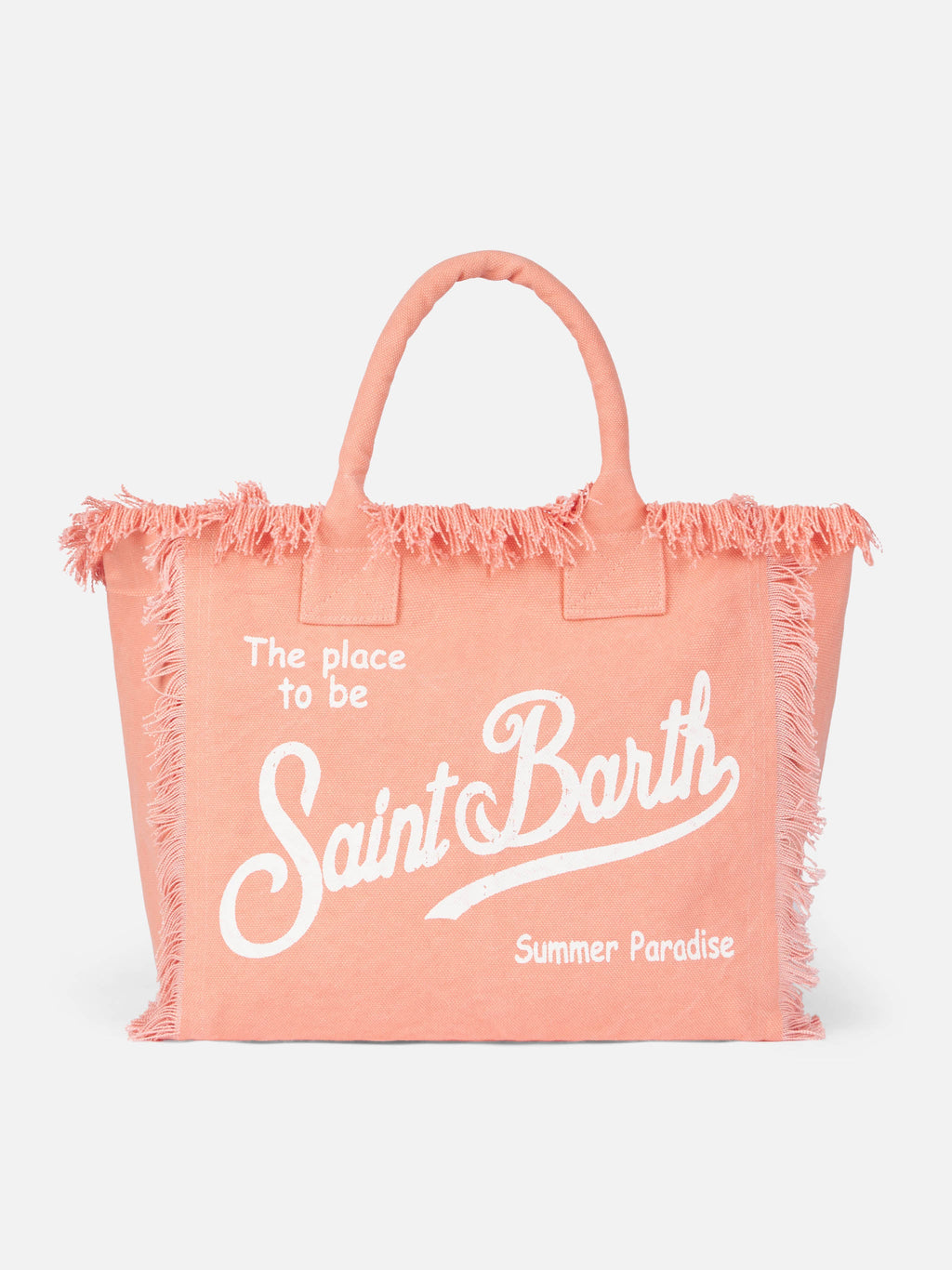 Borsa tote Vanity in tela di cotone color pesca