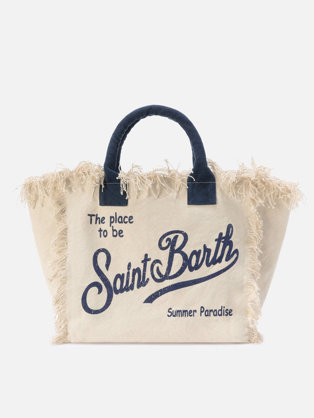 Borsa Vanity regular bianca in canvas con frange