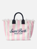 Borsa Vanity regular in canvas a righe verticali rosa