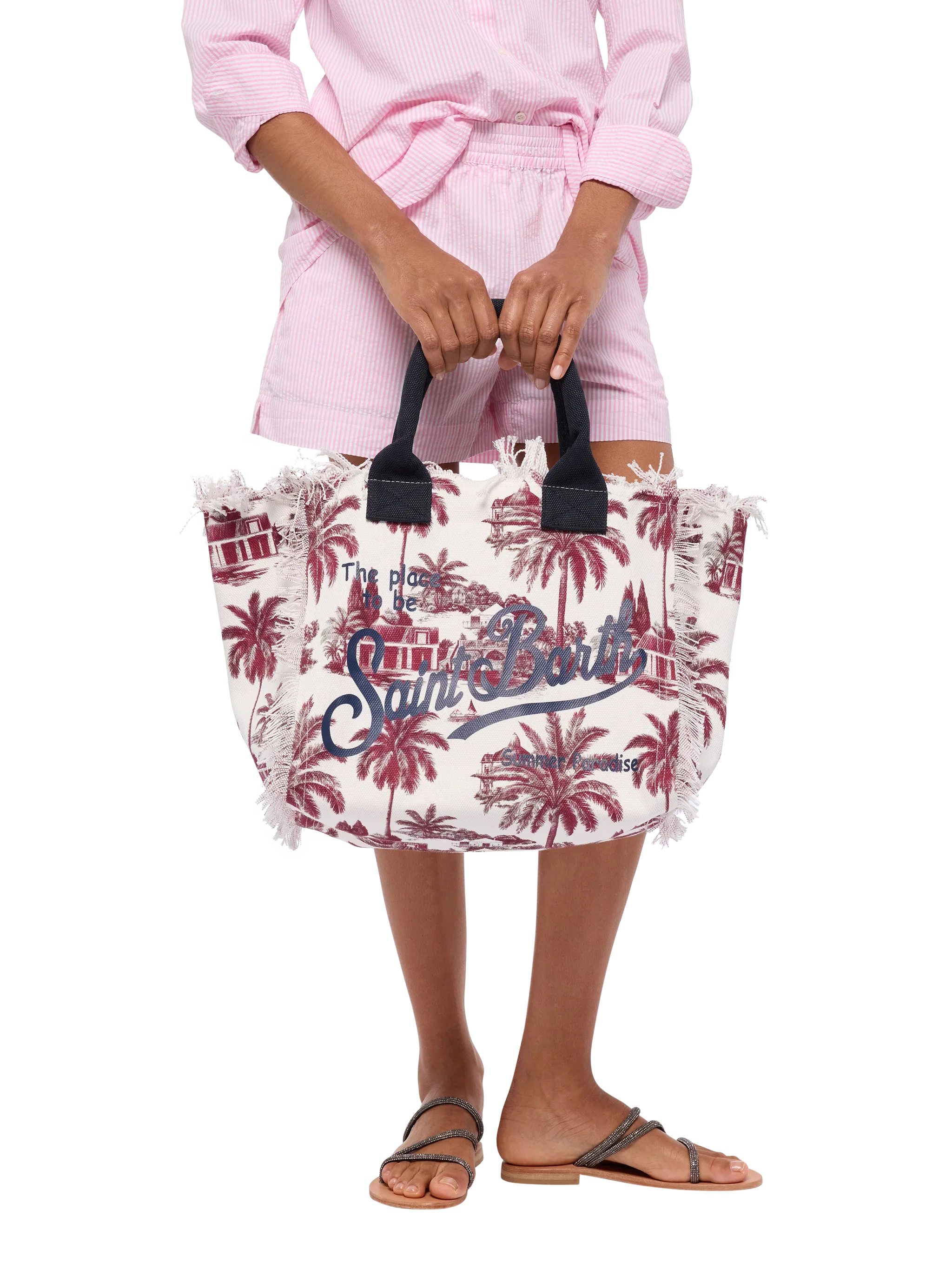 Cotton canvas Vanity tote bag with toile de jouy print | AI CO-CREATED DESIGN BY RICKDICK - POWERED BY RED-EYE - MC2 Saint Barth