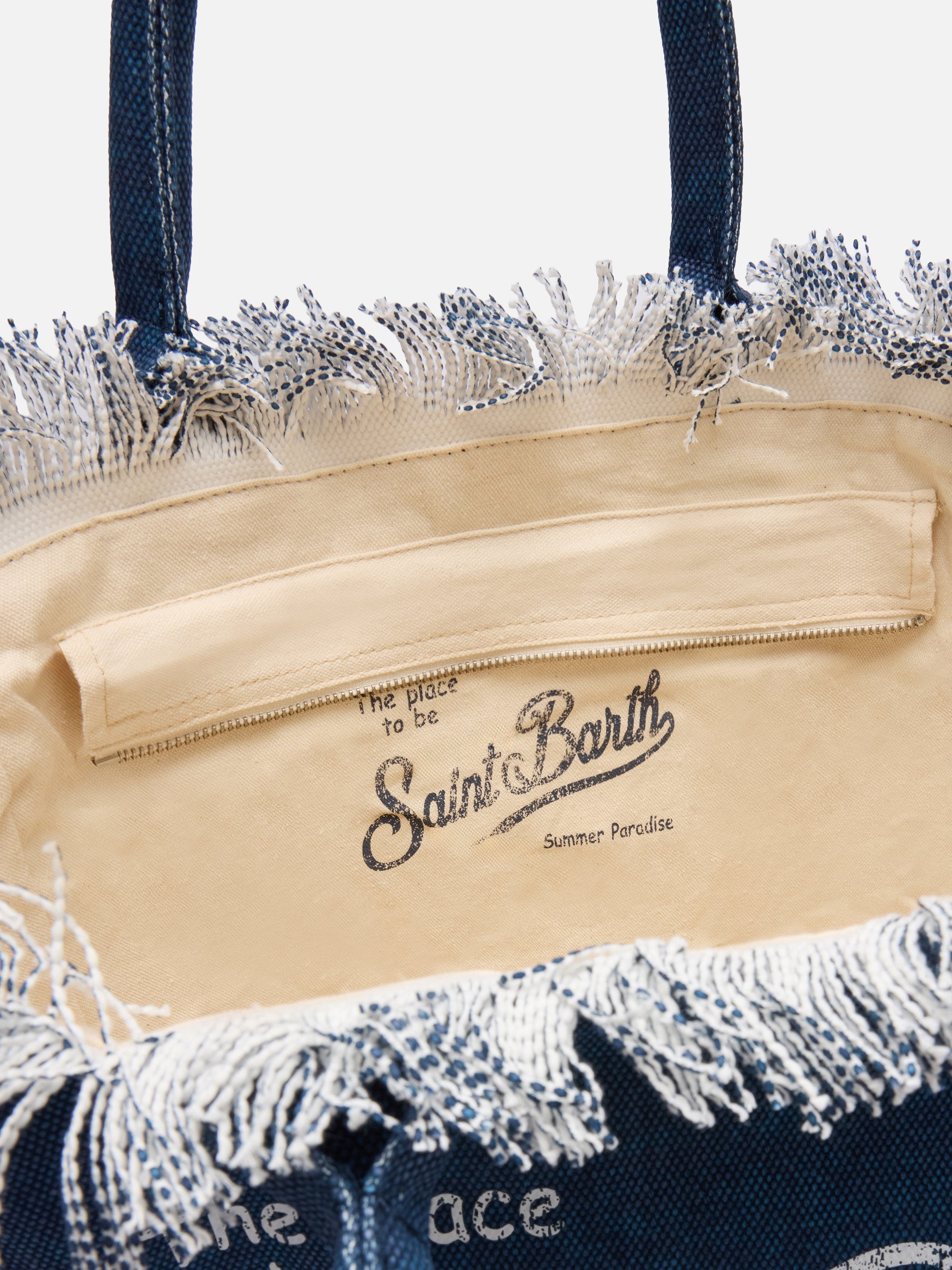 Borsa a spalla Vanity in canvas di cotone indaco