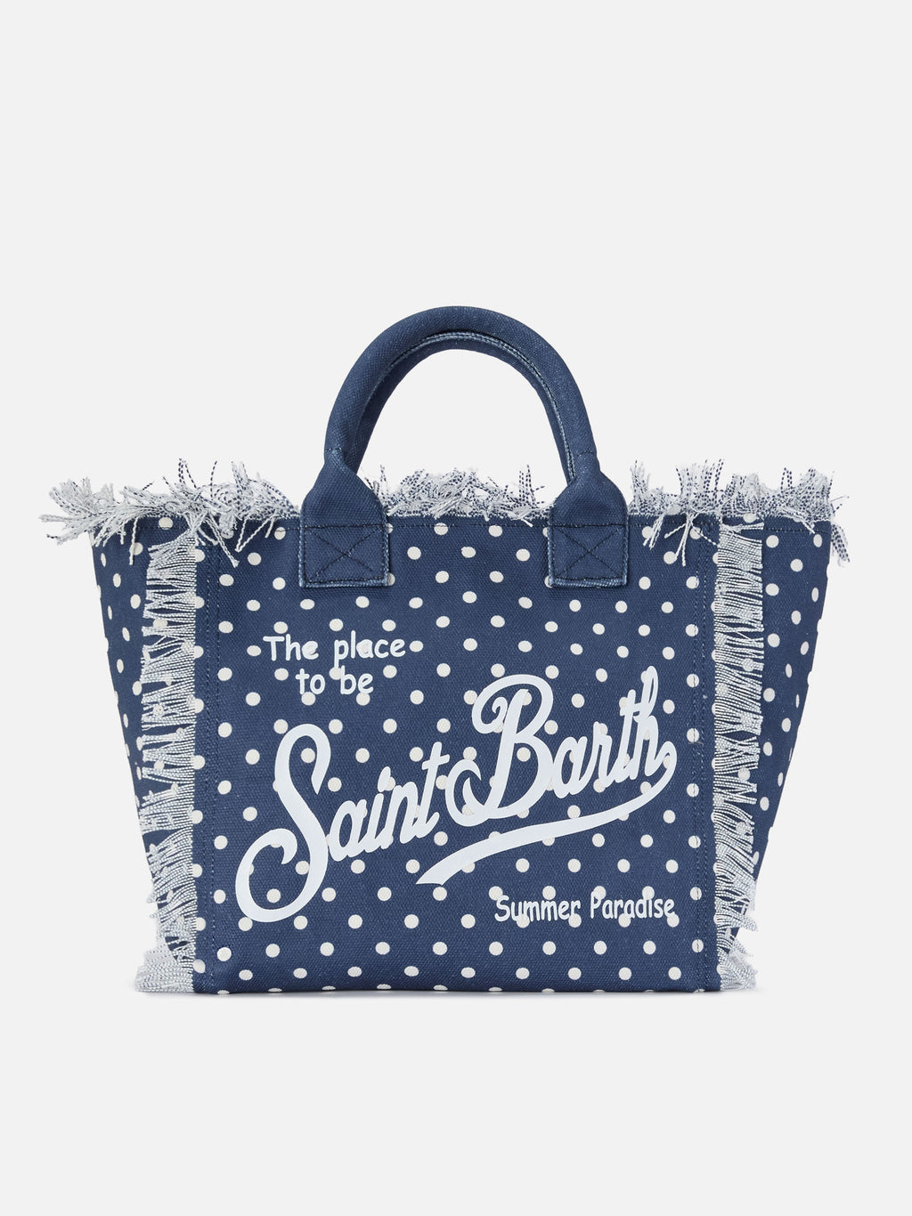 Borsa Vanity regular in canvas con stampa pois