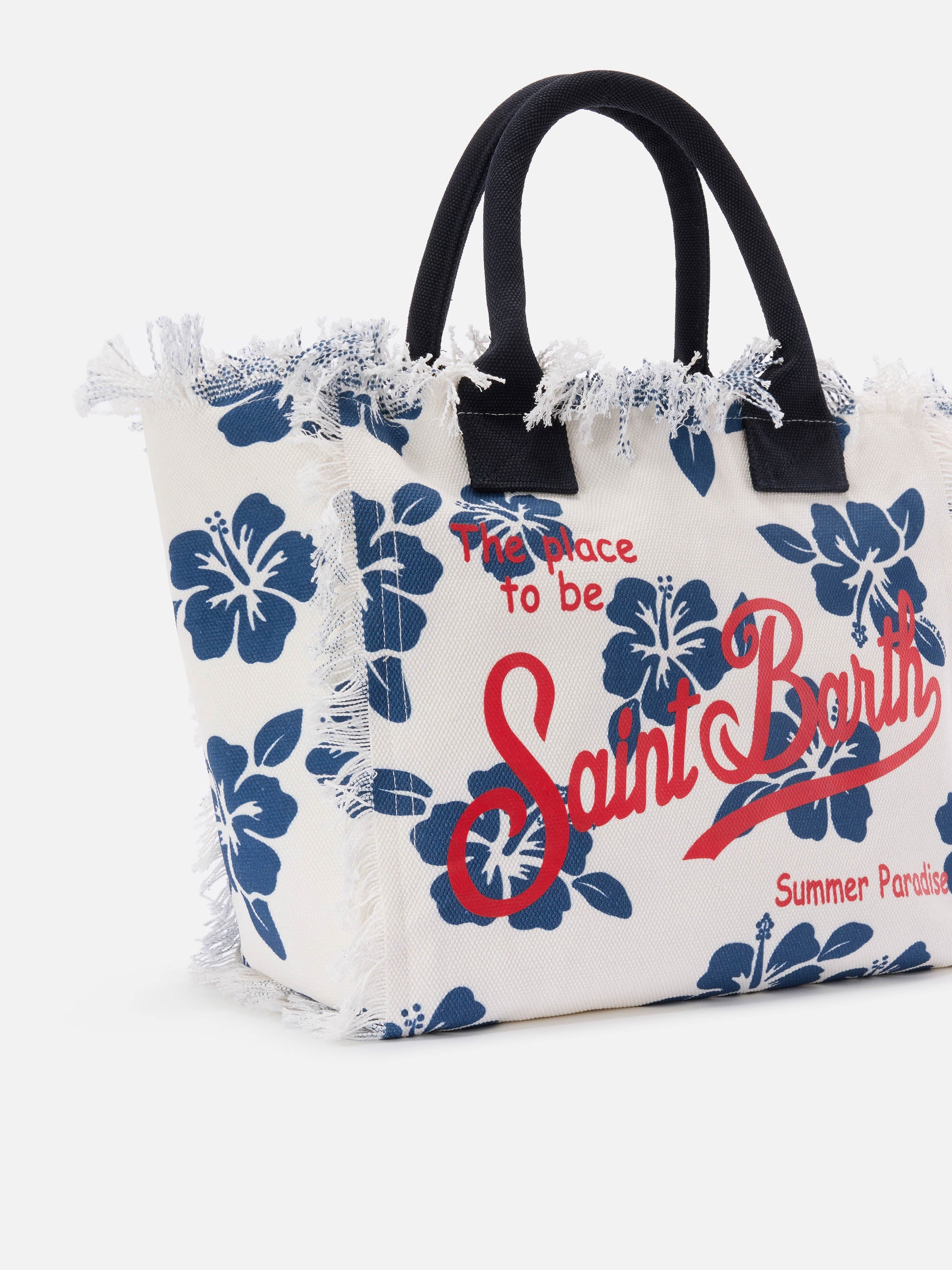 Borsa Vanity regular in canvas con stampa hibiscus