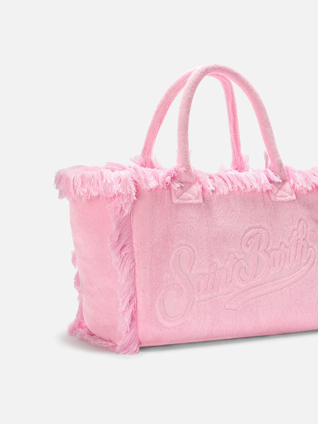 Borsa Vanity regular in tessuto effetto spugna rosa tinta unita