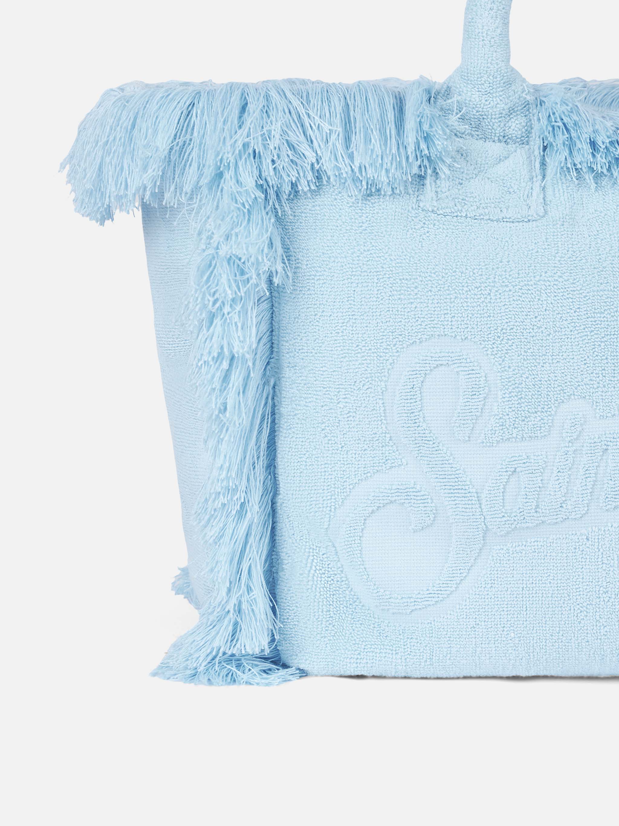 Vanity Terry light blue tote bag with embossed logo - MC2 Saint Barth