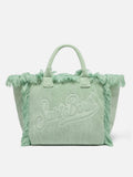 Borsa Vanity regular in tessuto effetto spugna verde menta tinta unita
