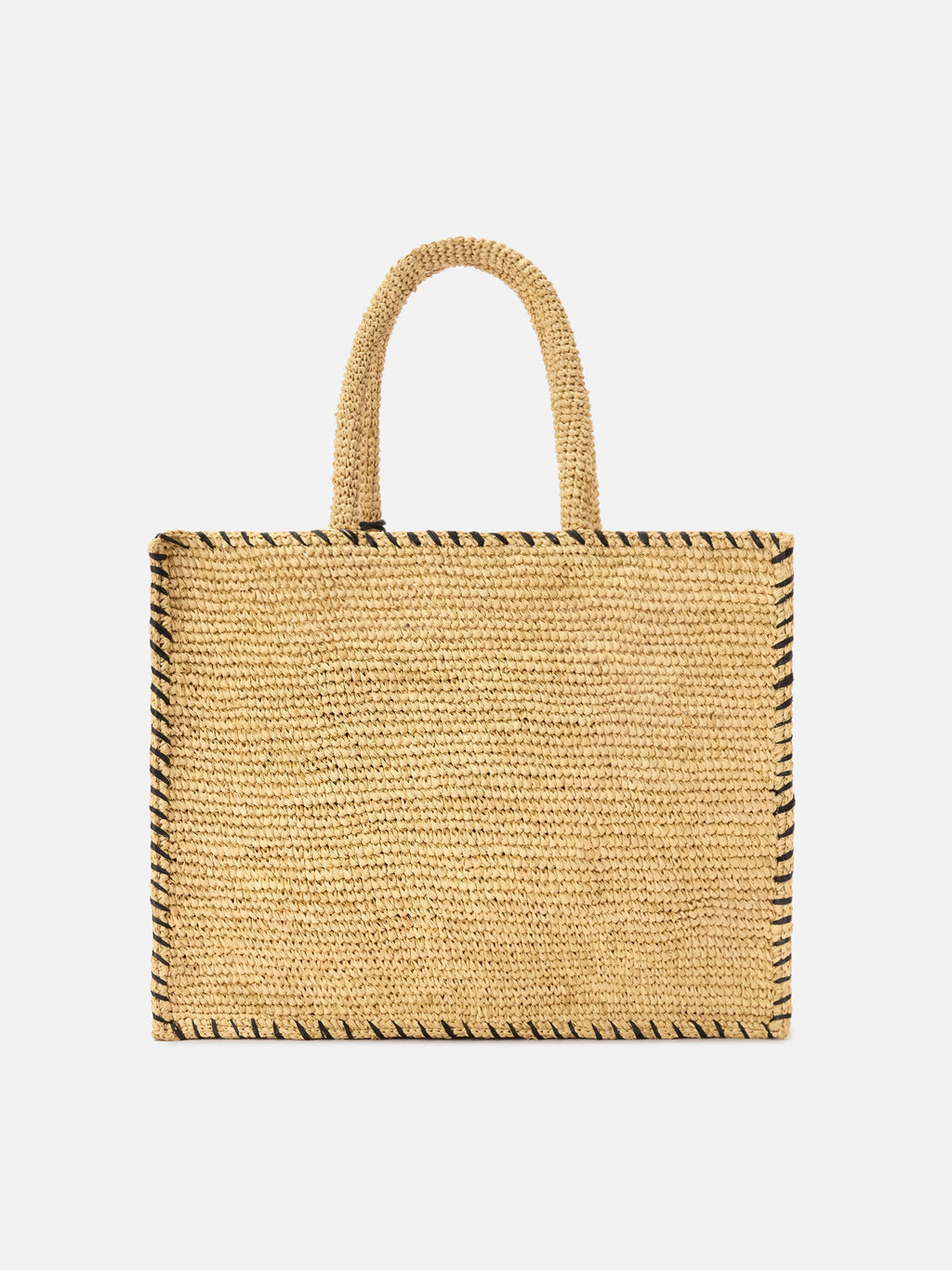 Borsa Vanity regular in raffia con dettagli neri
