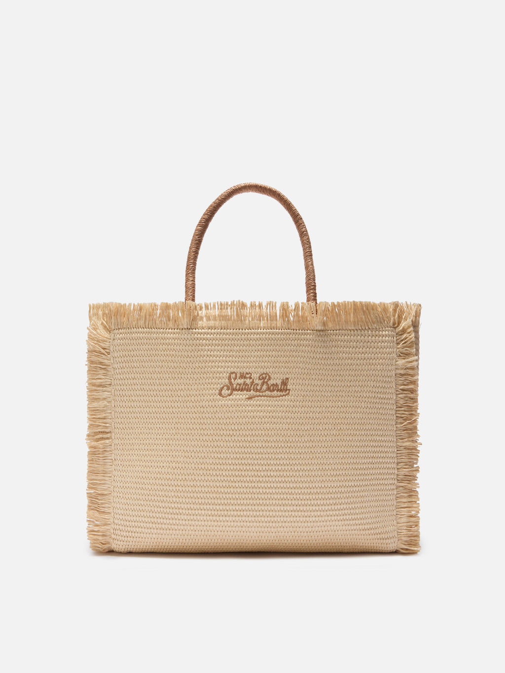 Borsa Vanity regular effetto paglia con logo ricamato